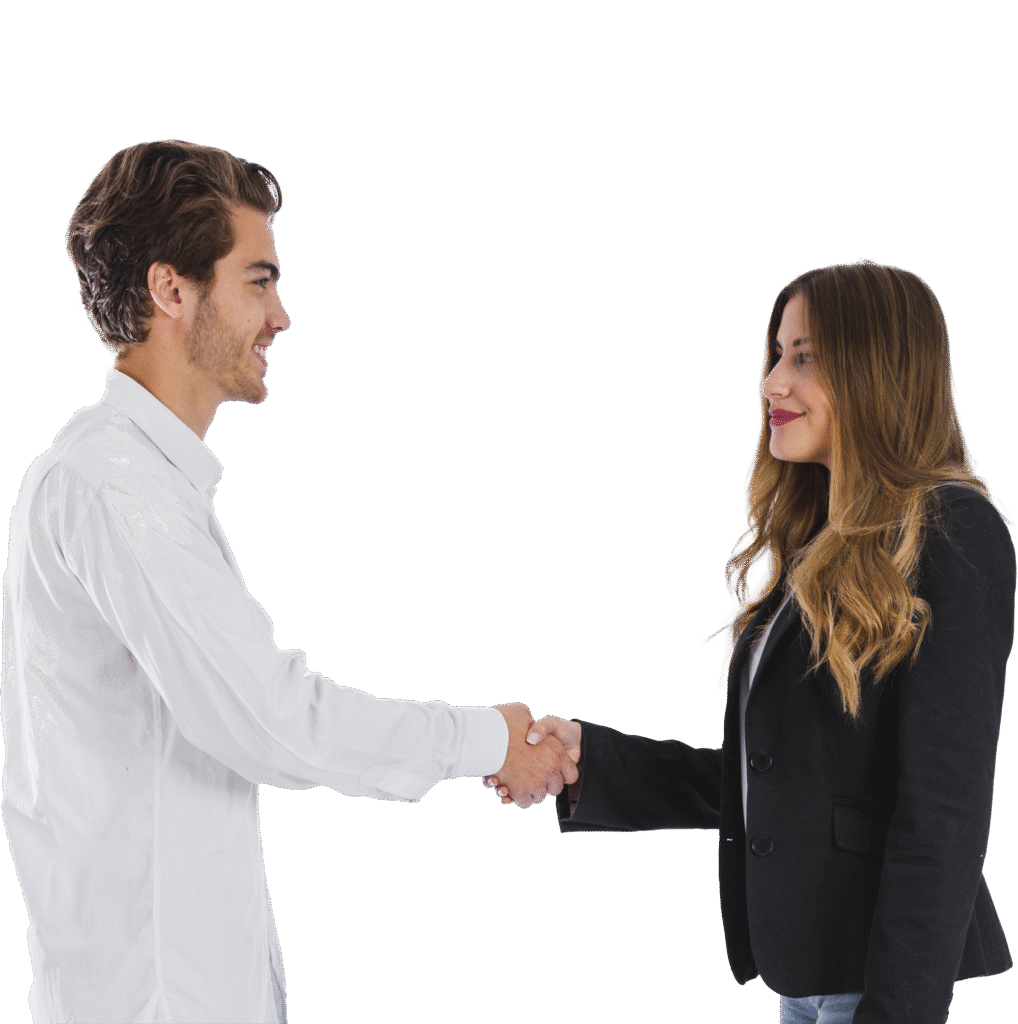 homme et femme se serrent la main